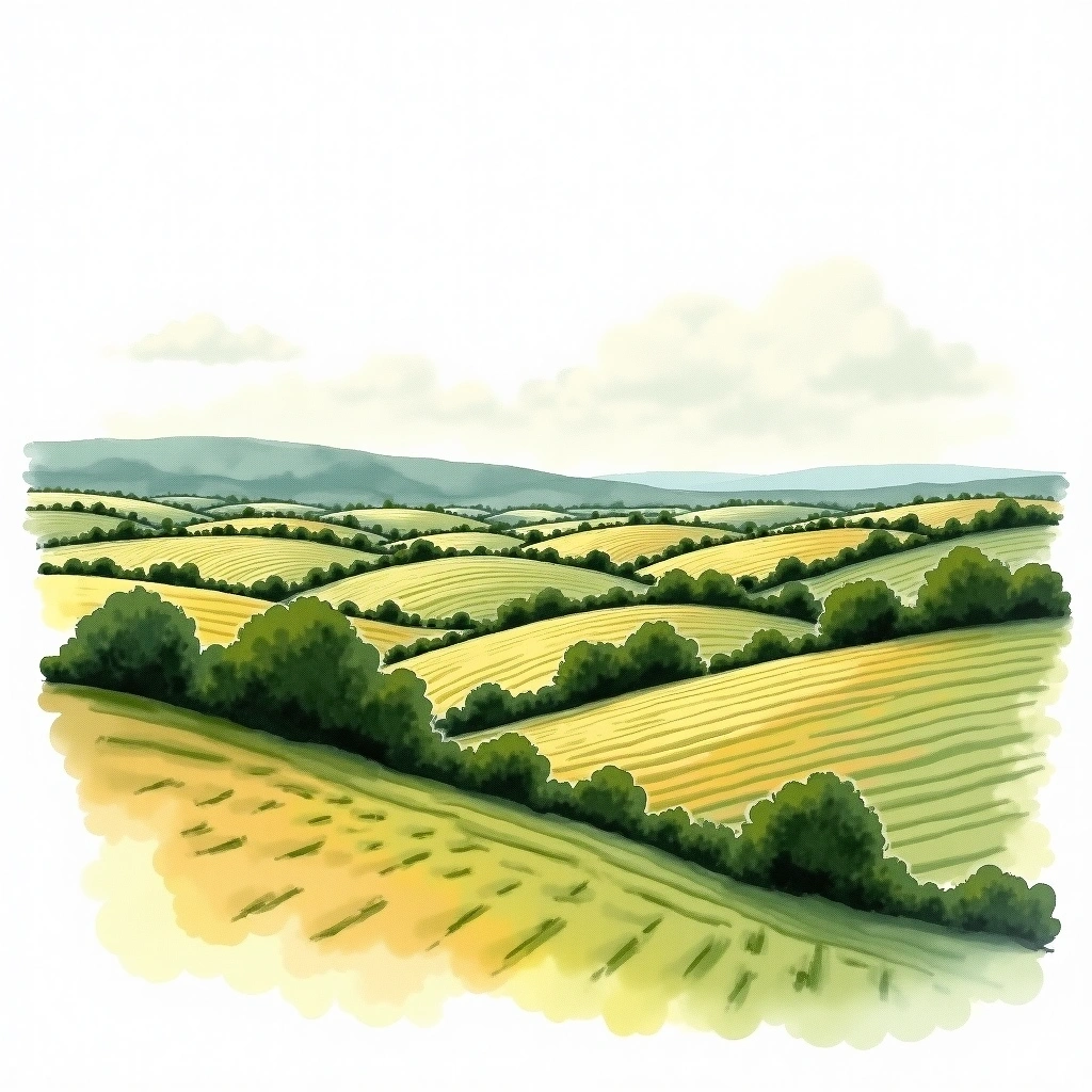 Côtes de Thongue wine region — watercolor illustration