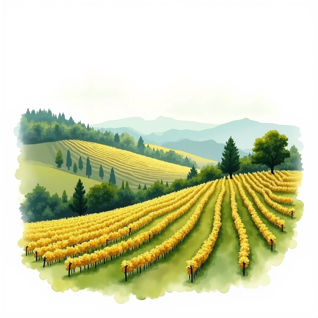 Côtes du Jura wine region — watercolor illustration