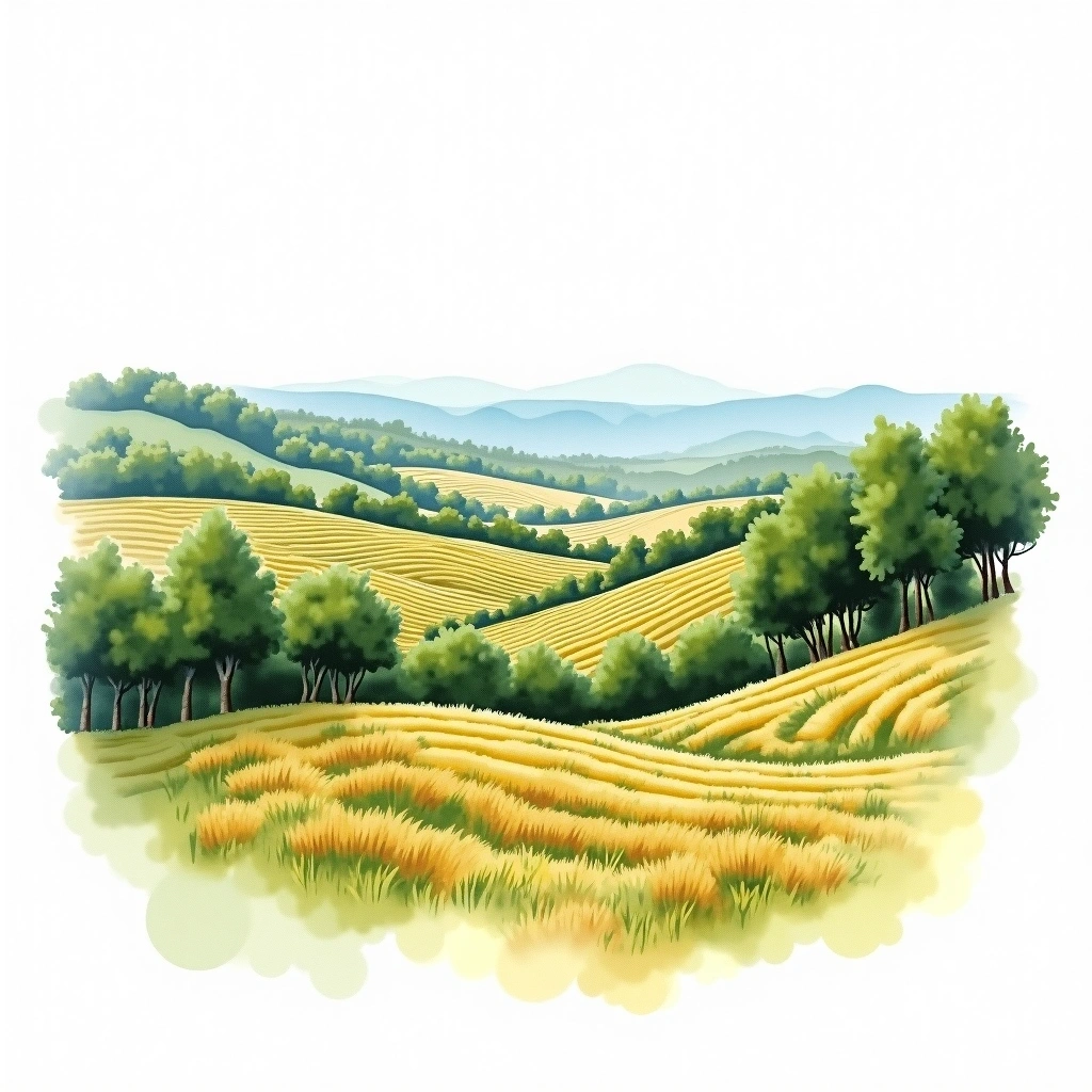 Côtes-du-Rhône wine region — watercolor illustration