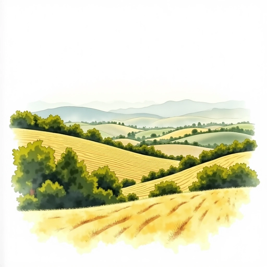 Cream Sherry wine region — watercolor illustration