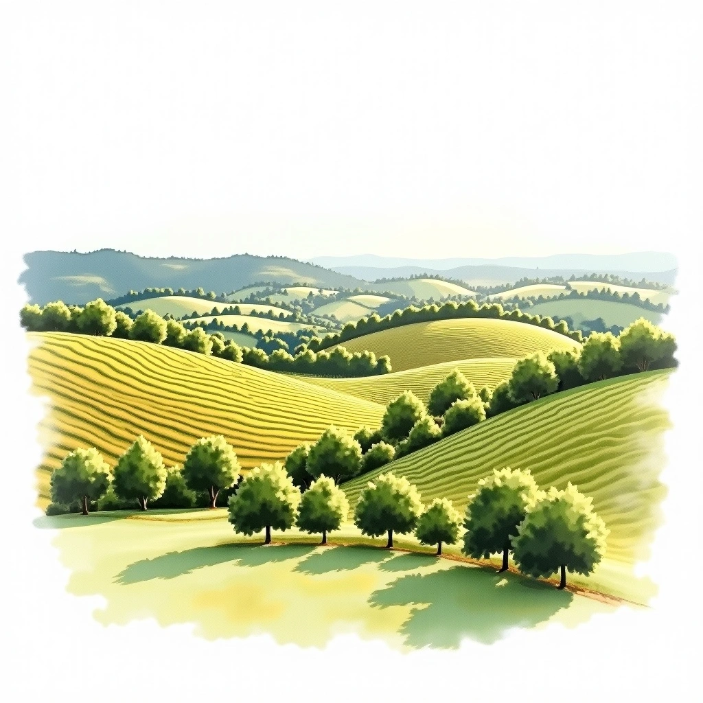 Crémant de Limoux wine region — watercolor illustration