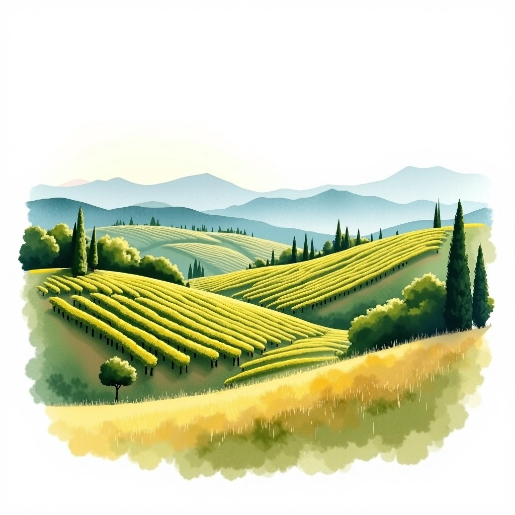 Crimeia (Крим) wine region — watercolor illustration