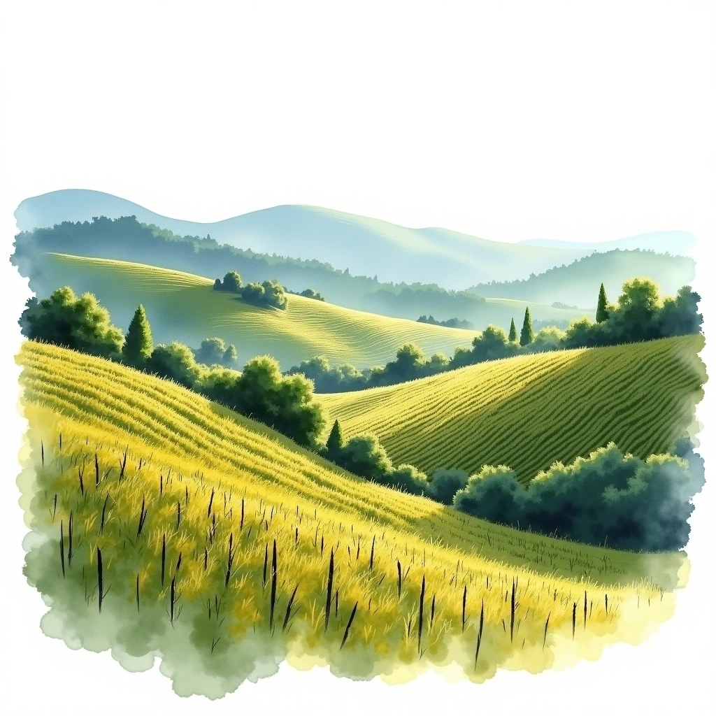 Crozes-Hermitage wine region — watercolor illustration