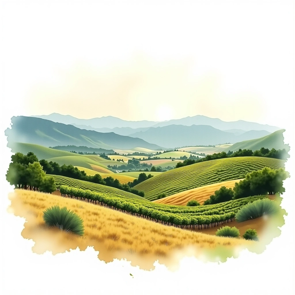 Curico Valley wine region — watercolor illustration