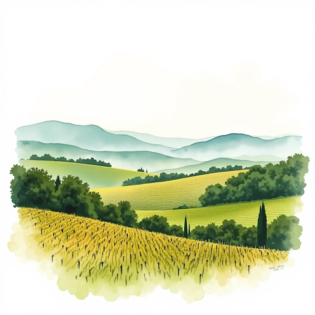 Dealu Mare wine region — watercolor illustration