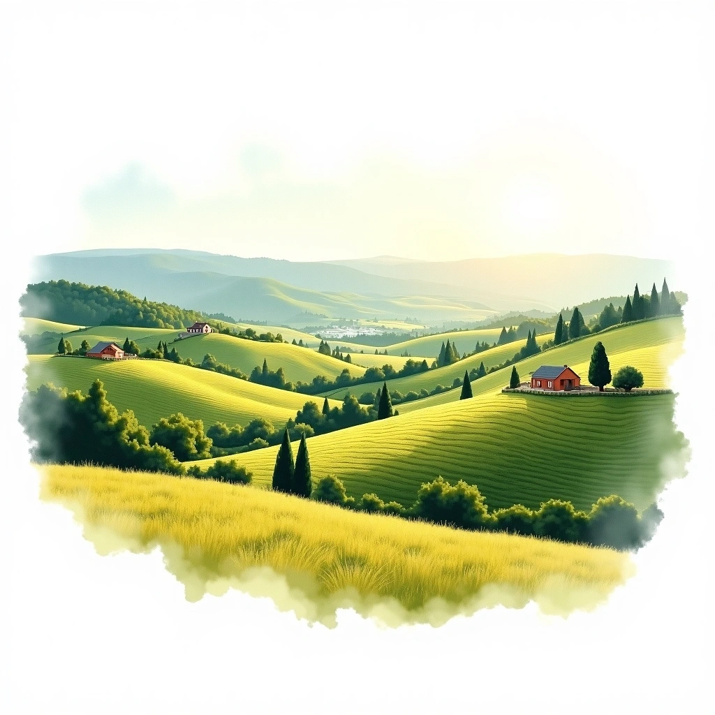 Dealurile Olteniei wine region — watercolor illustration