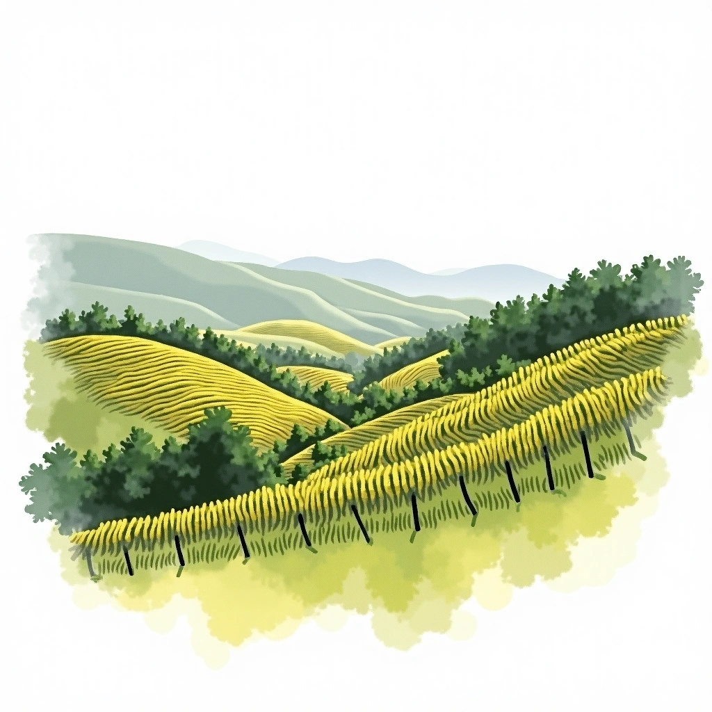 Diamond Mountain District wine region — watercolor illustration