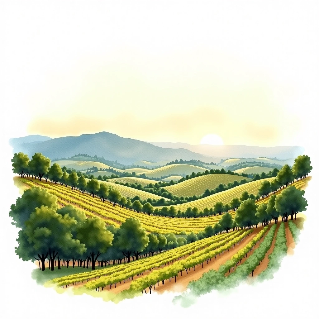 Dominio de Valdepusa wine region — watercolor illustration