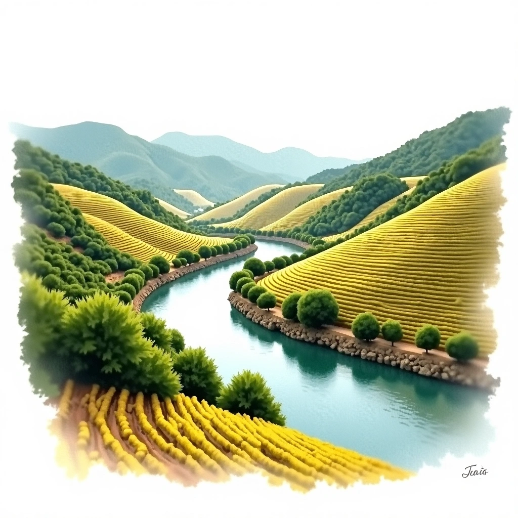 Douro wine region — watercolor illustration