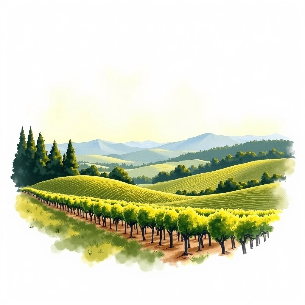 Dry Creek Valley wine region — watercolor illustration