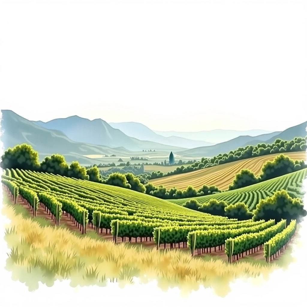 Durbanville wine region — watercolor illustration
