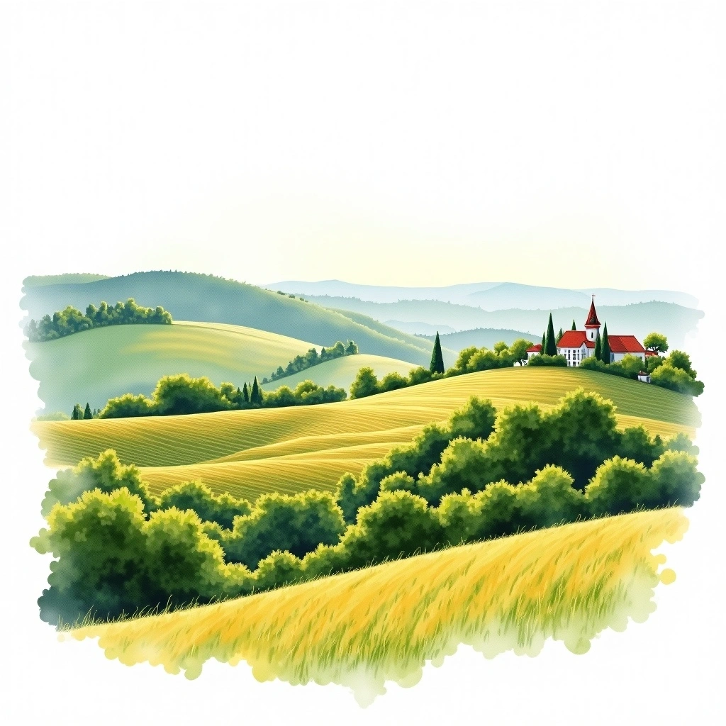 Eger wine region — watercolor illustration
