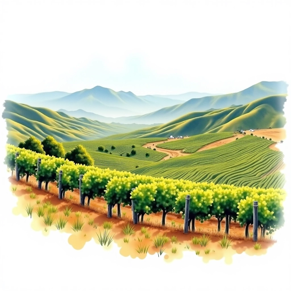Elqui Valley wine region — watercolor illustration