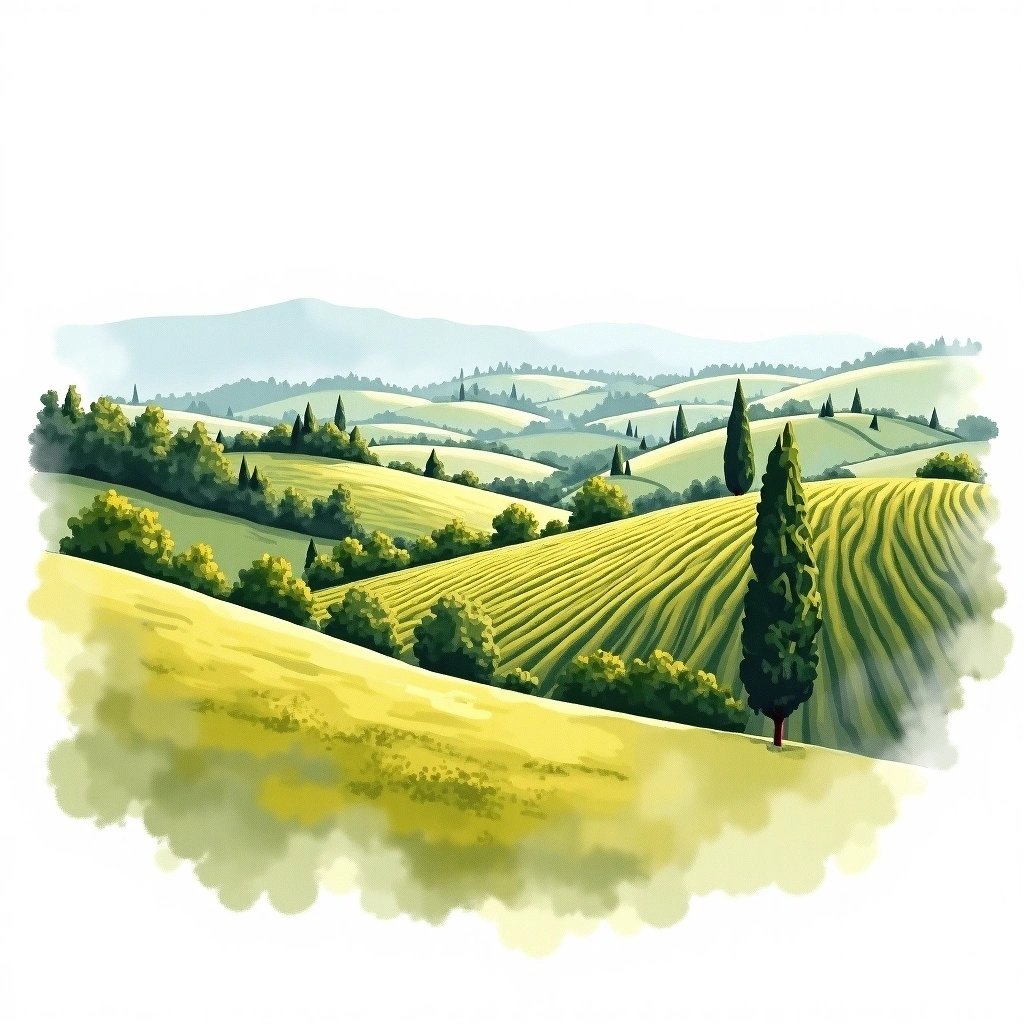 Emilia-Romagna wine region — watercolor illustration