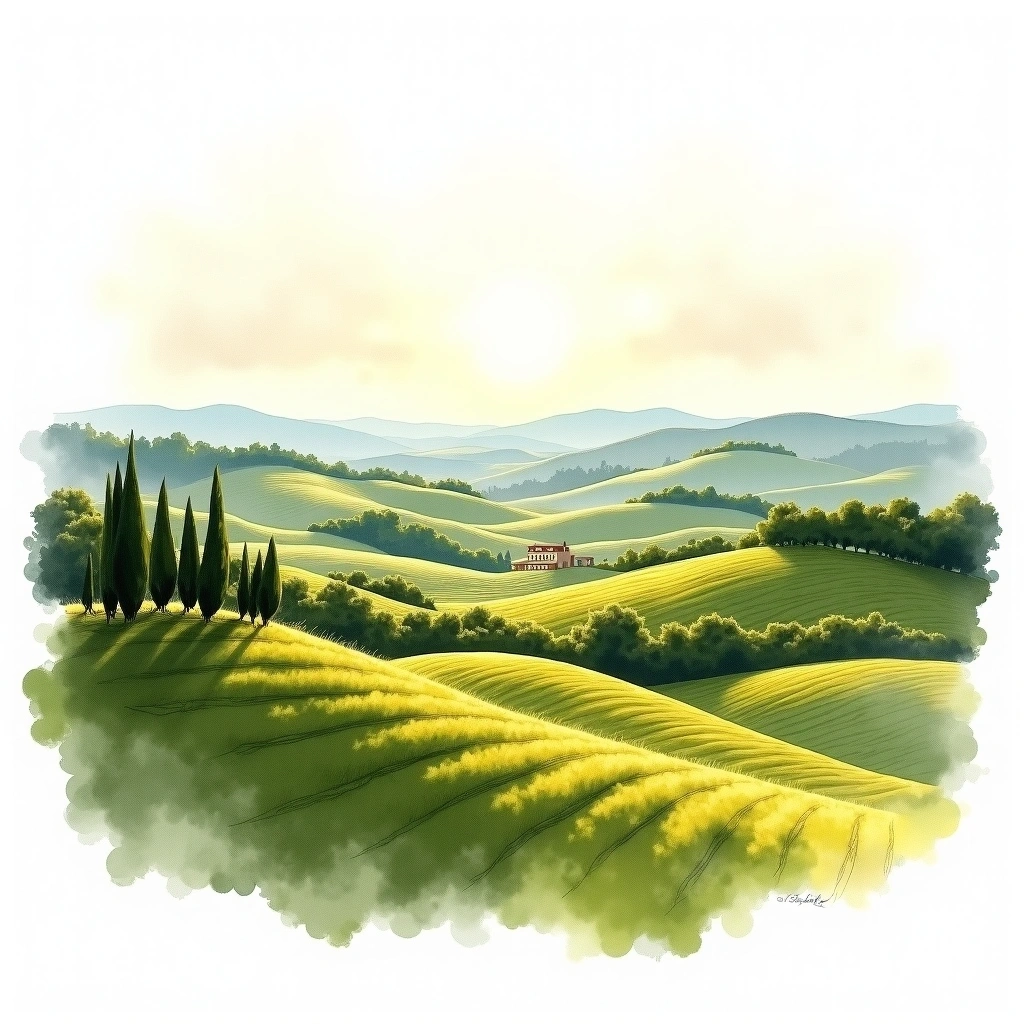 Emilia wine region — watercolor illustration