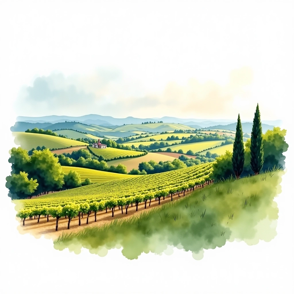 England wine region — watercolor illustration