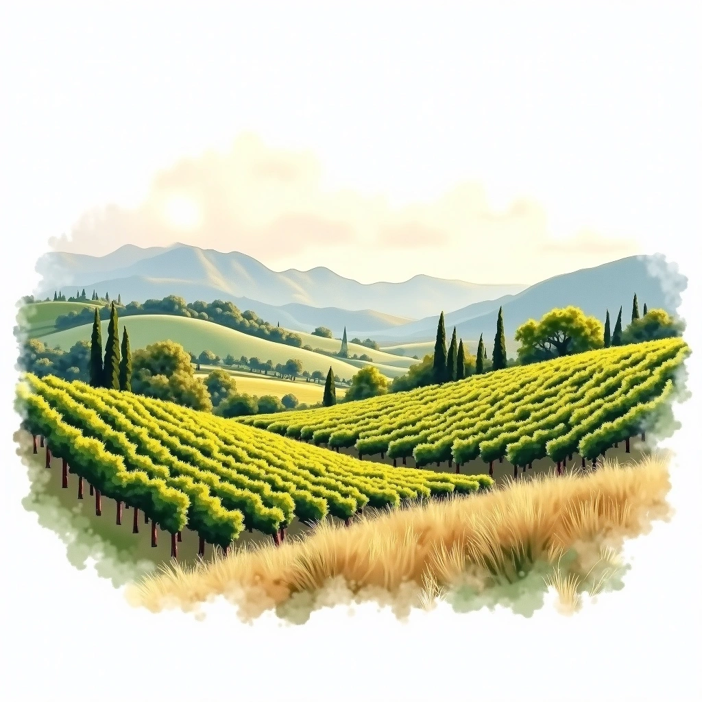 Ensenada wine region — watercolor illustration