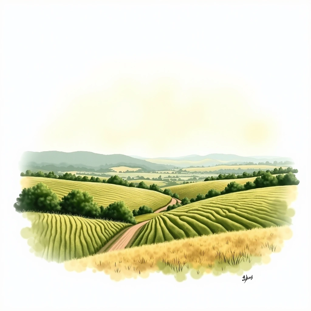 Entre-deux-Mers wine region — watercolor illustration