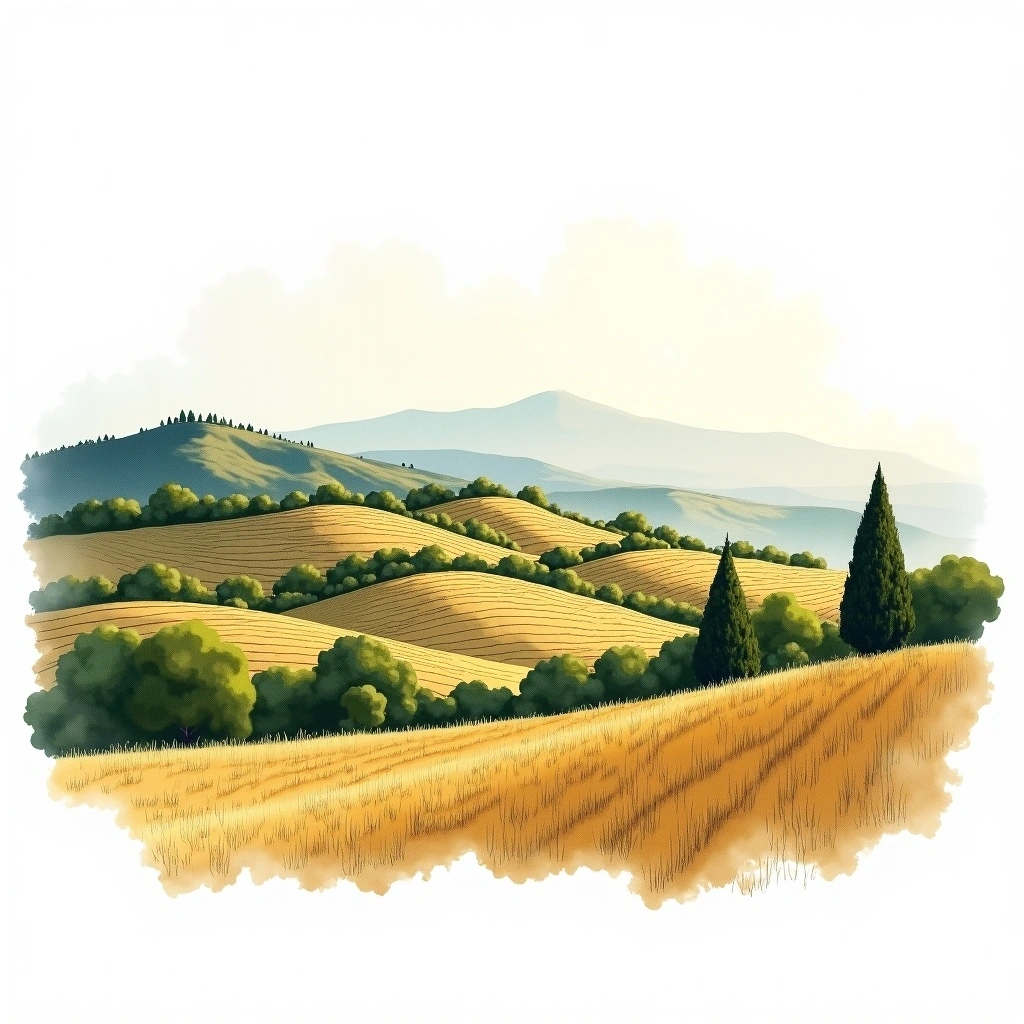 Etna wine region — watercolor illustration