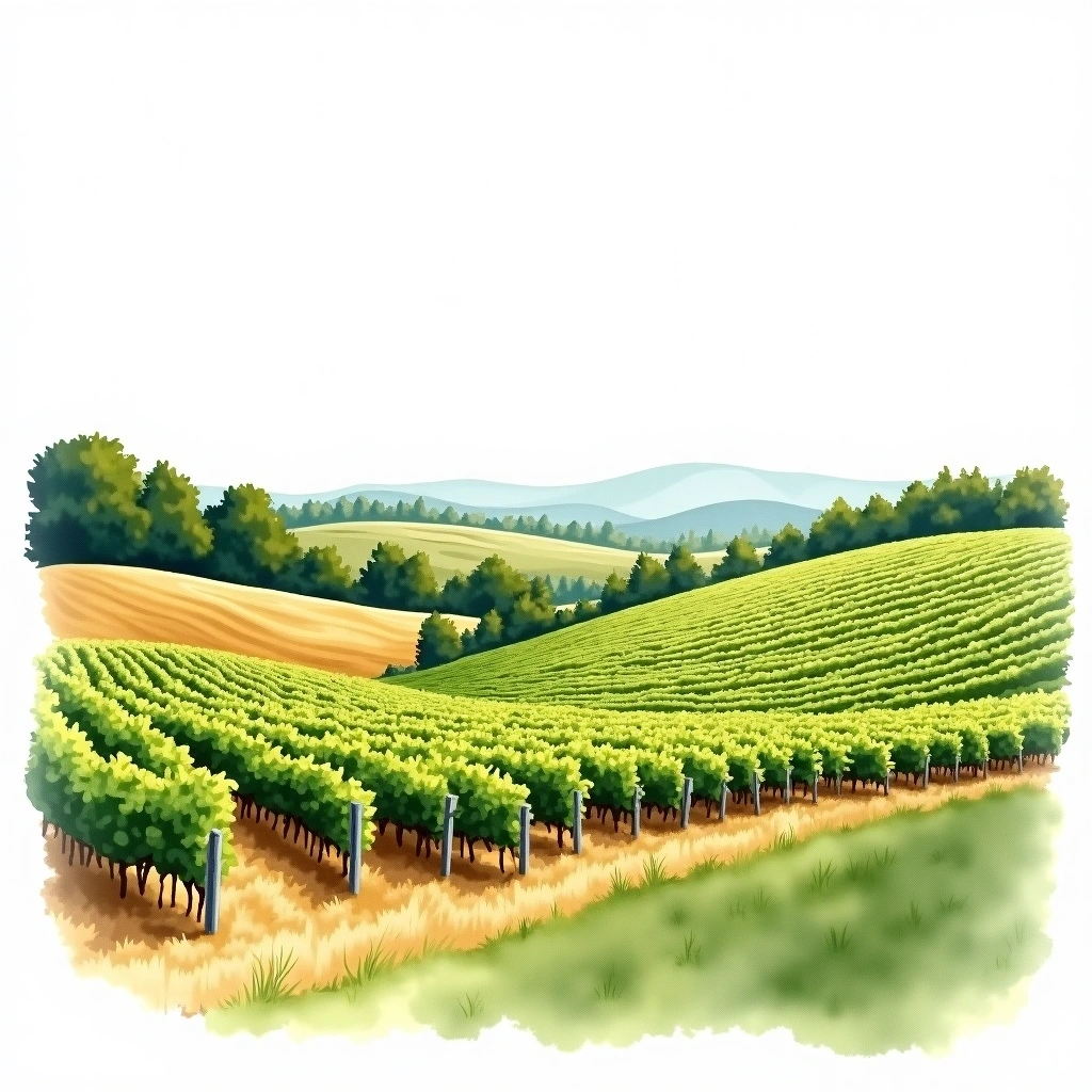 Finger Lakes wine region — watercolor illustration