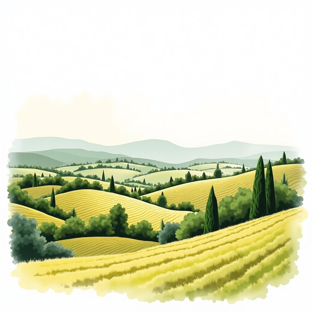 Fitou wine region — watercolor illustration