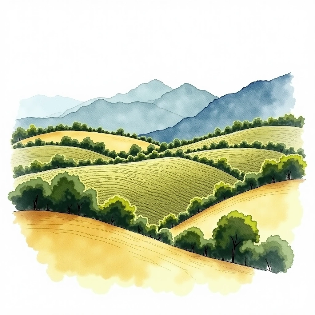 Franschhoek wine region — watercolor illustration