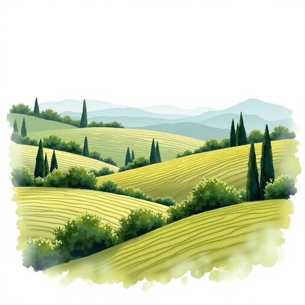 Friuli Grave wine region — watercolor illustration