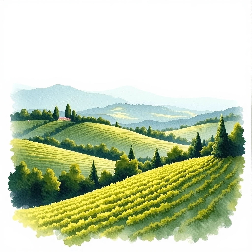 Friuli wine region — watercolor illustration