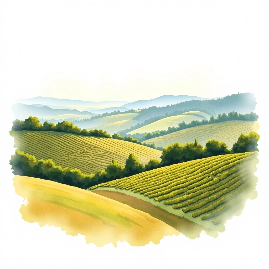 Fronton wine region — watercolor illustration