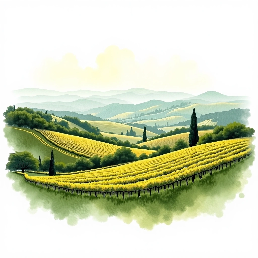 Galicia wine region — watercolor illustration