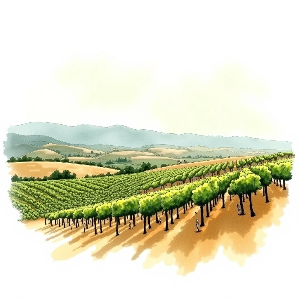 Galilee wine region — watercolor illustration