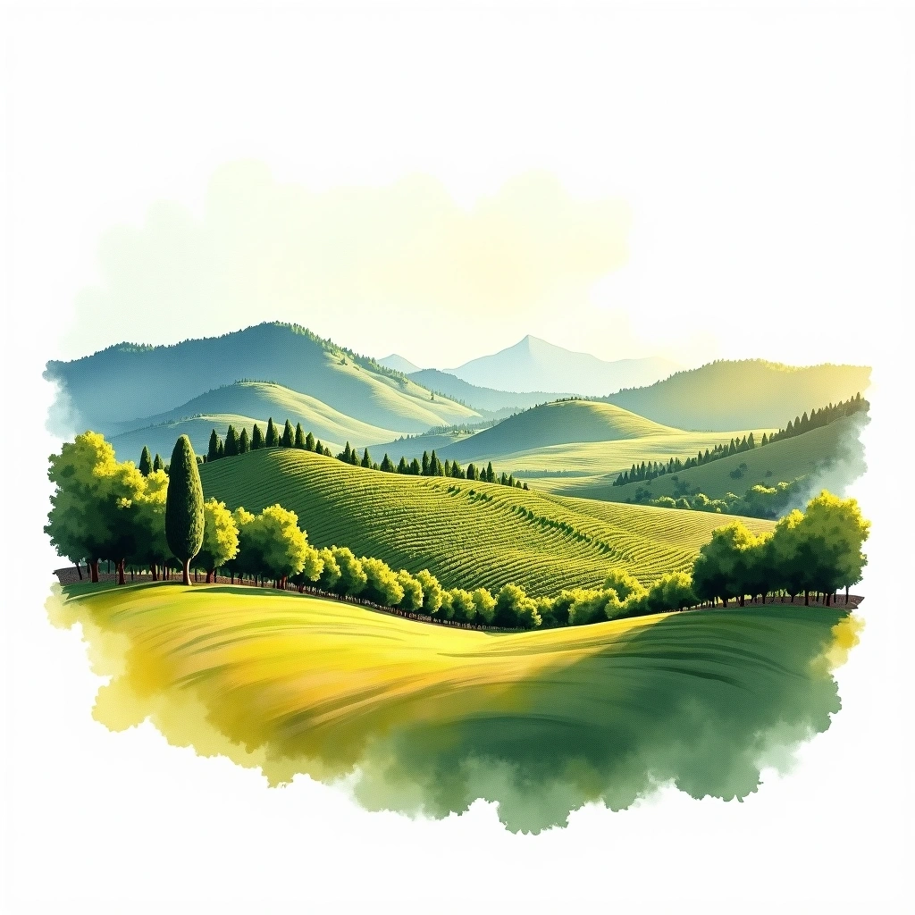 Garda wine region — watercolor illustration