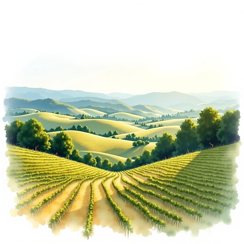 Gattinara wine region — watercolor illustration