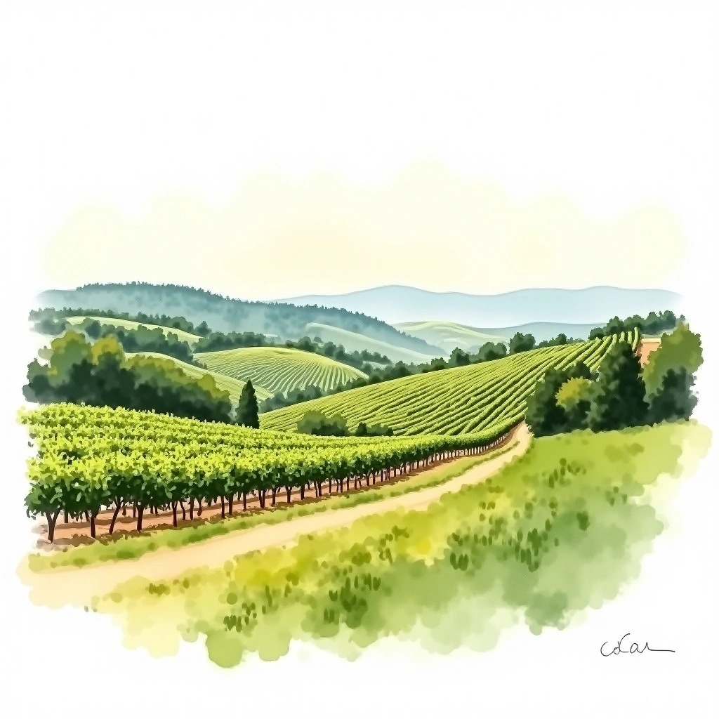 Gavi wine region — watercolor illustration