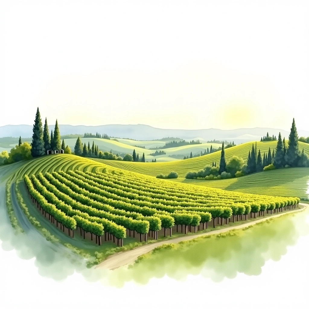 German Wine wine region — watercolor illustration