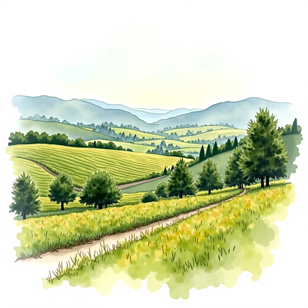Gevrey-Chambertin 1er Cru 'Les Cazetiers' wine region — watercolor illustration