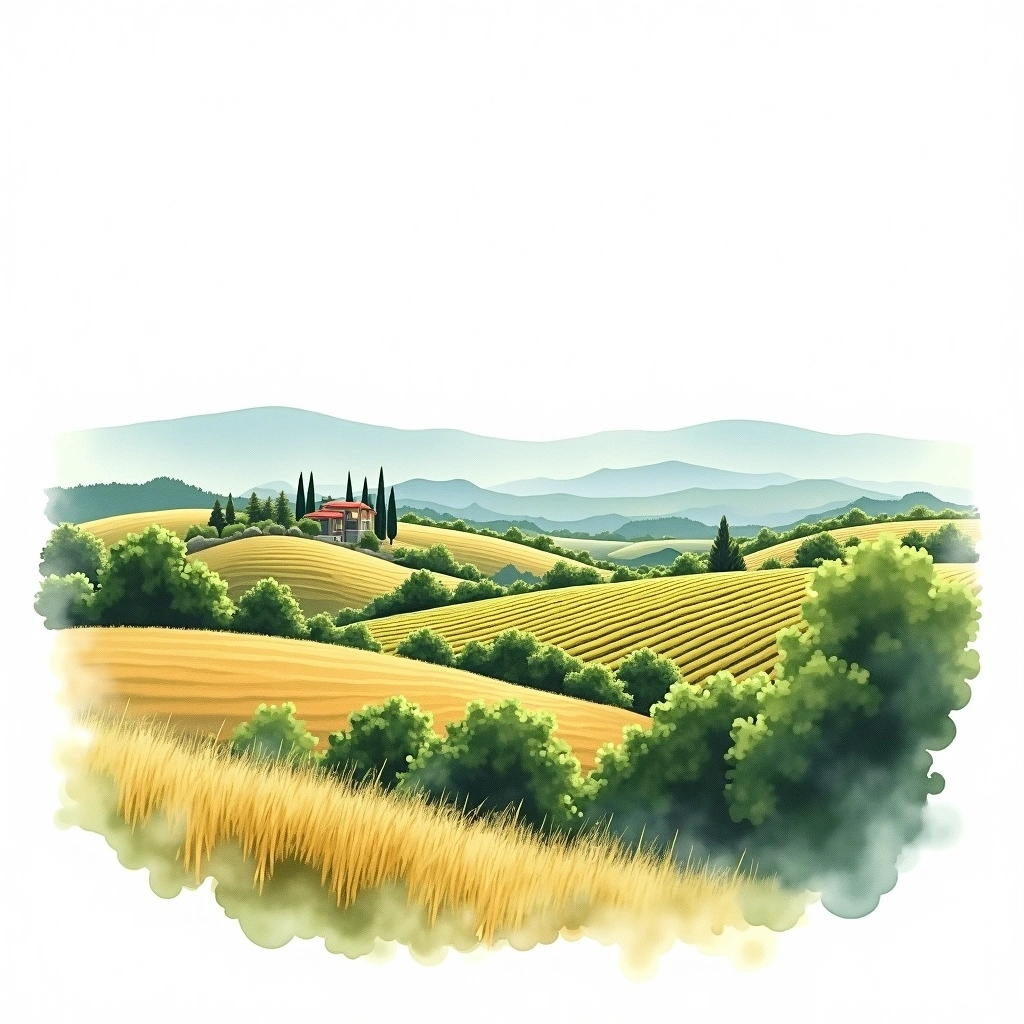 Gigondas wine region — watercolor illustration