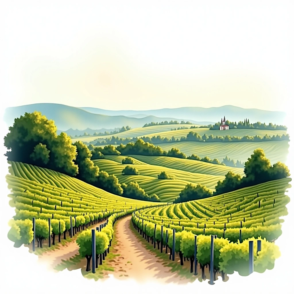 Givry wine region — watercolor illustration