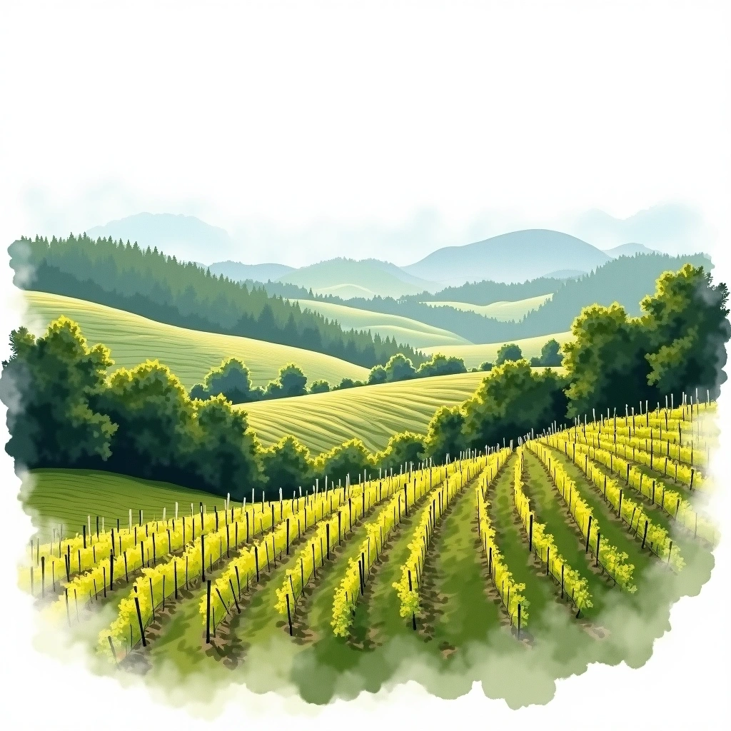 Goriška Brda wine region — watercolor illustration