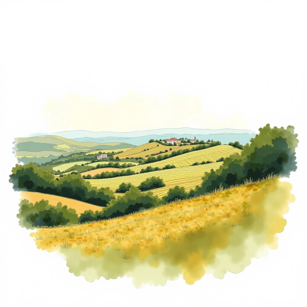 Gozo wine region — watercolor illustration