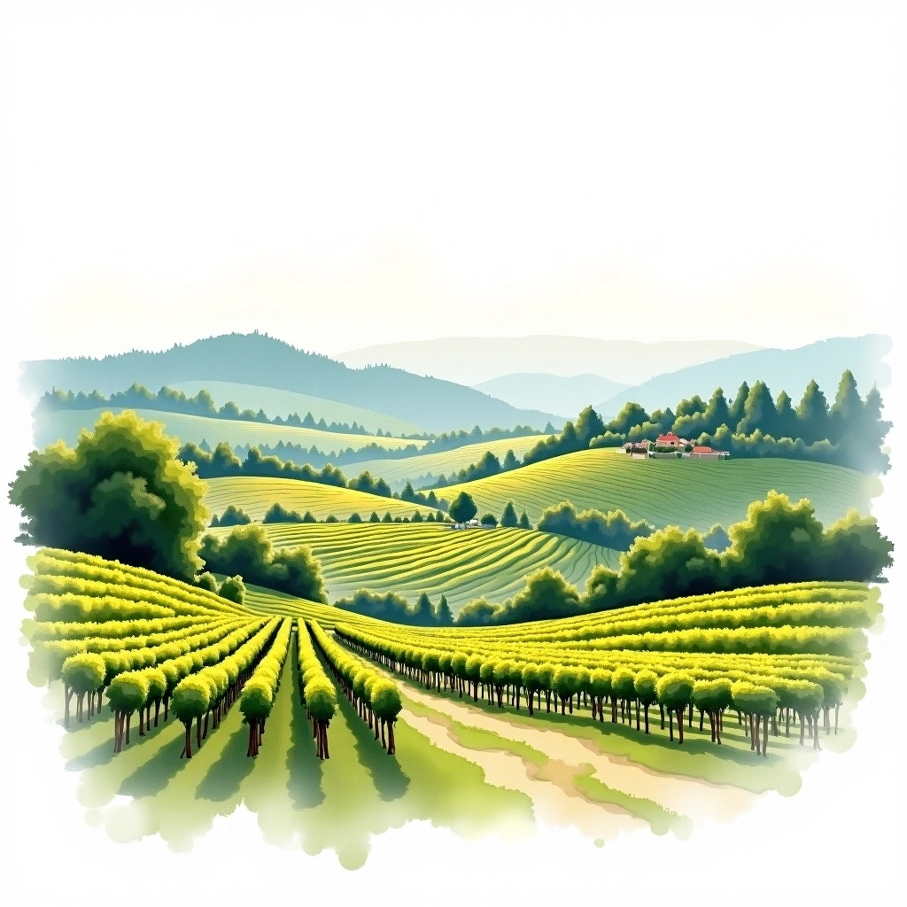 Graach wine region — watercolor illustration