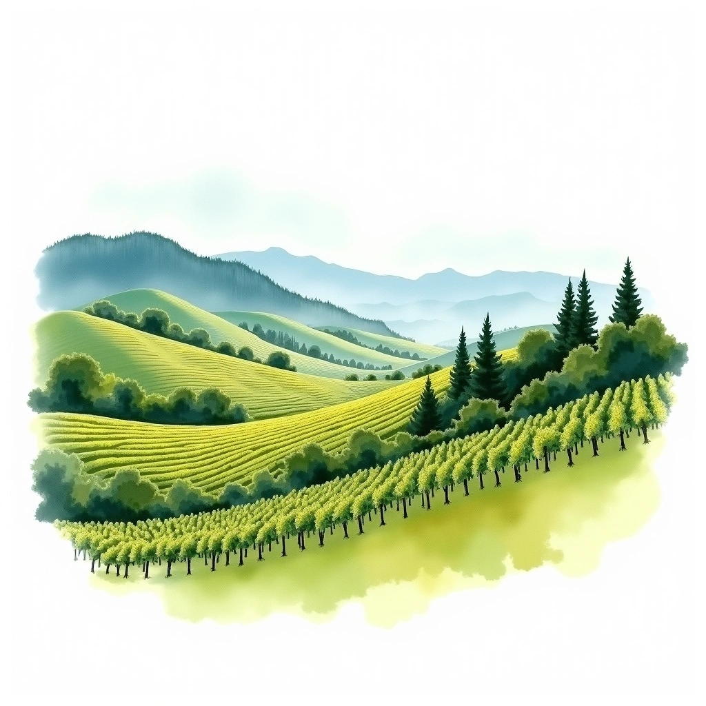 Graubünden wine region — watercolor illustration