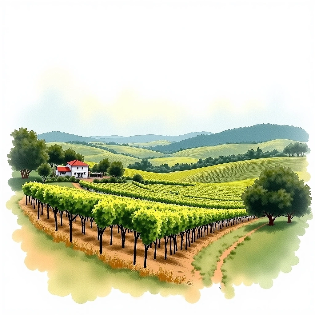Great Southern wine region — watercolor illustration