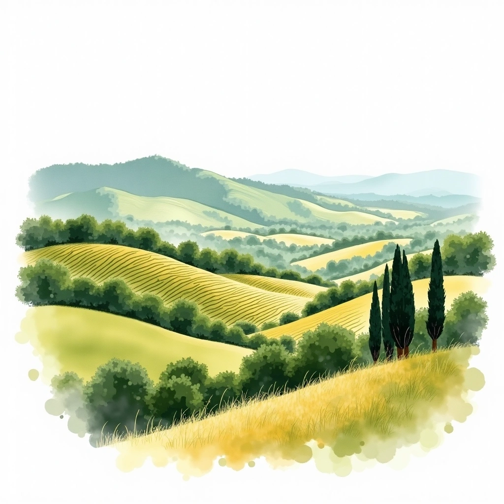 Gutturnio wine region — watercolor illustration