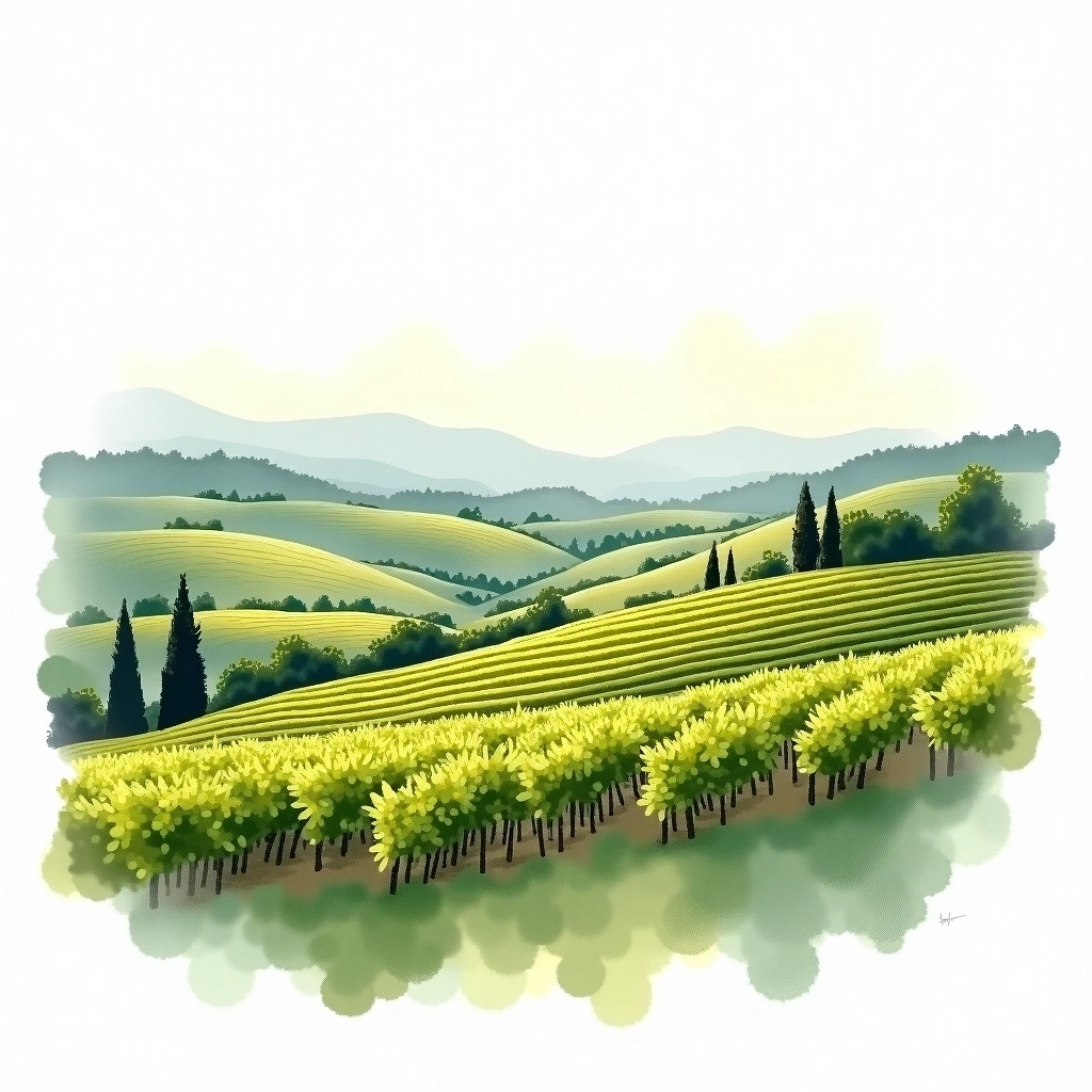 Guyenne wine region — watercolor illustration