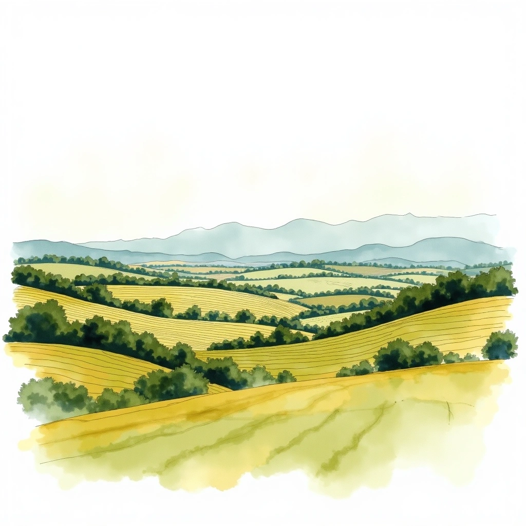 Hawke's Bay wine region — watercolor illustration