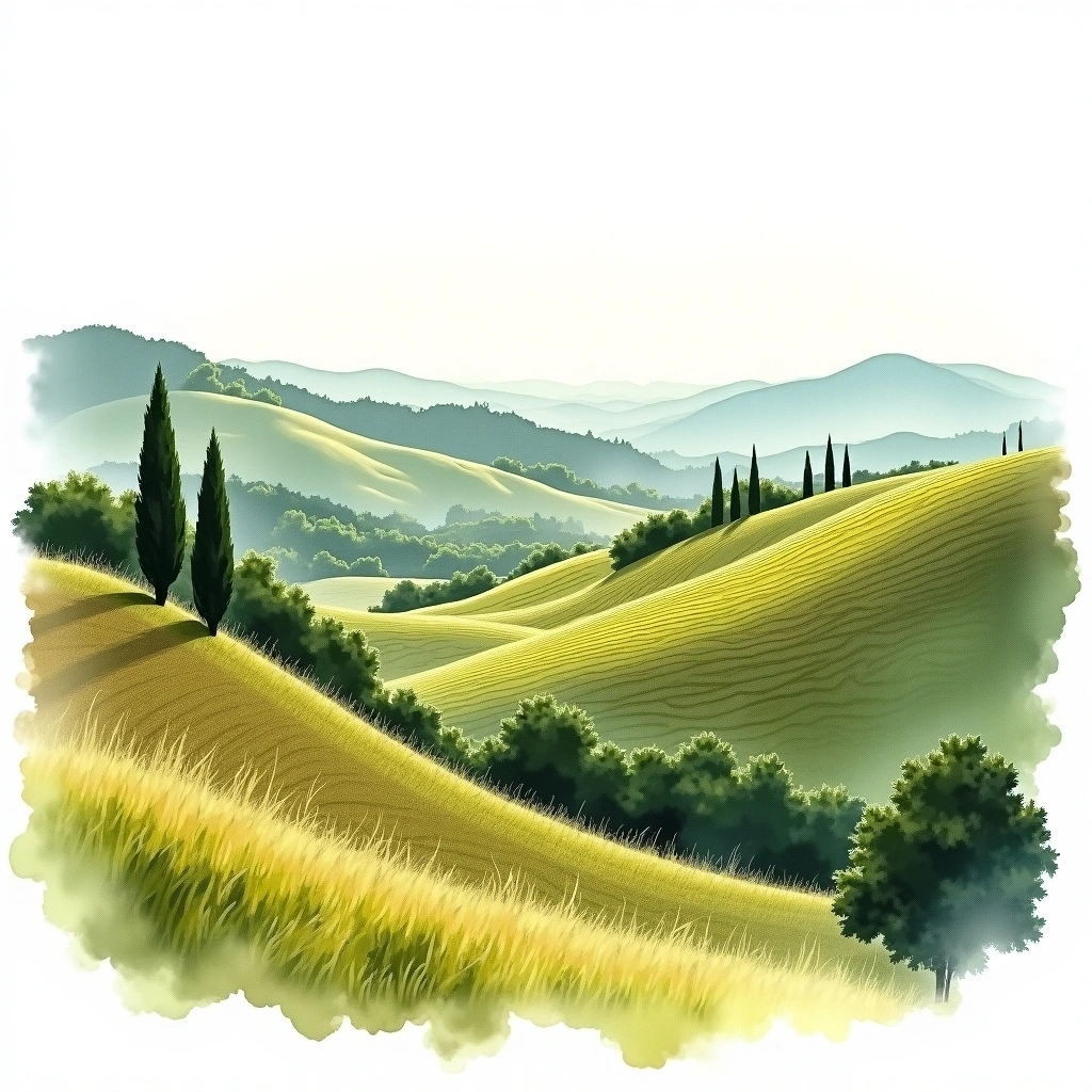 Hérault wine region — watercolor illustration