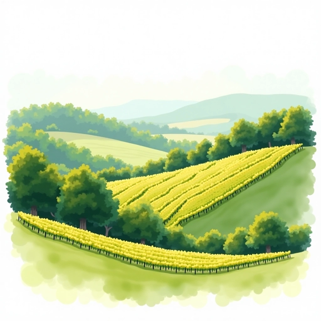 Hokkaidō-ken wine region — watercolor illustration