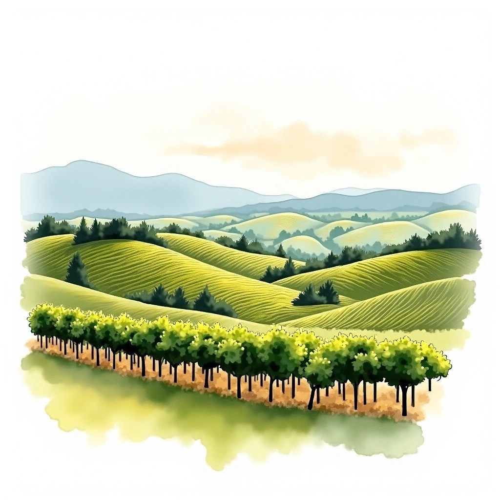 Horse Heaven Hills wine region — watercolor illustration