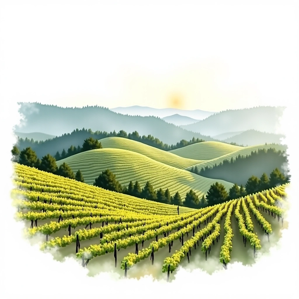 Howell Mountain wine region — watercolor illustration